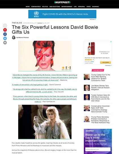 press huffpost  powerful lessons david bowie gifts us